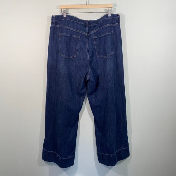 GAP Women Blue Medium Wash High Rise Wide Leg Jeans Size 18/34R - Picture 8 of 8